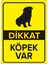 Dikkat Köpek Var Sarı Renk Levhası - Sac Malzeme 25X35 cm 1