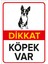 Dikkat Köpek Var Levhası Oturan Boston Terrier - Sac Malzeme 35X50 cm 1