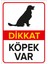 Dikkat Köpek Var Levhası Golden - Sac Malzeme 35X50 cm 1
