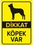 Dikkat Köpek Var Levhası Siyah Alman Kurdu - Sac Malzeme 35X50 cm 1