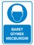 Baret Giymek Mecburidir Levhası - Dekote Malzeme 50X70 cm 1