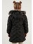Yakası Suni Kürklü Çıkarılabilir Kapüşonlu Peluş Astarlı Kışlık Uzun Mont Kız Çocuk Mont 5760003 5