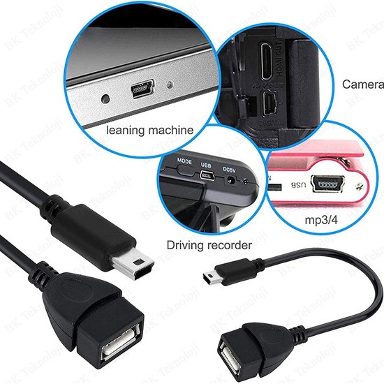 BK Teknoloji Mini USB V3 5 Pin Otg Kablosu USB Dişi Mini USB Fiyatı