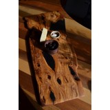 Zeytin Ağacı Epoksili Altın Varak Sunum Tahtası & Zeytin Ağacı Ahşap Sunum TABAĞI(75X35X2CM)