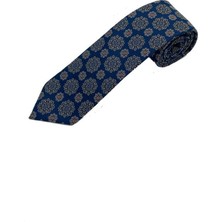 Brianze Lacivert Geometrik Desen Kravat Mendil Set