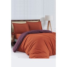 HerdaimModa Pamuklu Kolay Ütülenebilir Düz Renkli Çift Kişilik Nevresim Takımı Kiremit Mürdüm