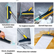 2 In 1 V Şeklinde Fırça ve Çekçek Paspas Mop Banyo Mutfak Duvar Köşe Boşluk Ovma Cleaning Brush