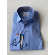 Düz Saks  Pöti Kareli Okul Çocuk Gömleği