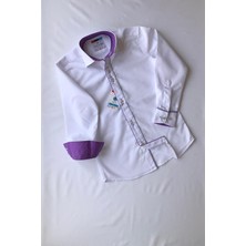 Louis Kids Klasik Stil Uzun Kol Erkek Çocuk Gömleği Biyeli Renkli Detaylarla