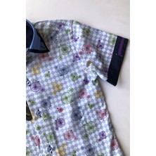 Çift Düğmeli Bisiklet Desenli  Kısa Kol Çocuk Gömleği