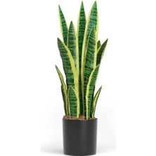 Nettenevime Yapay Çiçek Saksılı Yeşil Kılıç Çiçeği Dal 68CM Salon Çiçeği Metal Mat Siyah Saksılı Yapay Bitki