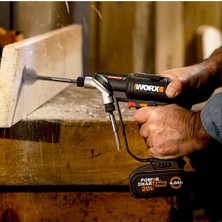 Worx WX177 20VOLT/2.0AH Li-Ion Döner Kafa ve Çift Mandrenli Profesyonel Kömürsüz Şarjlı Matkap + 6 Parça Uç