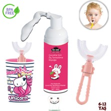 Mas Lord U Tipi Yeni Nesil Diş Fırçası Seti - Pembe Fırçalık + Pudra Kelebek 6-12 Yaş + Köpük Macun
