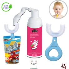 Mas Lord U Tipi Yeni Nesil Diş Fırçası Seti - Mavi Fırçalık + Mavi Kalp 2-6 Yaş + Agarta Çocuk Diş Macunu