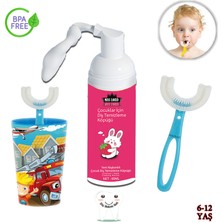 Mas Lord U Tipi Yeni Nesil Diş Fırçası Seti - Mavi Fırçalık + Mavi Düz 6-12 Yaş + Köpük Macun