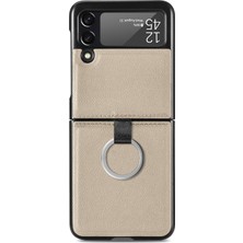 Zsunsky Shop Litchi Desen Samsung Galaxy Z Flip3 5g Gri Için Katlanır Kılıf (Yurt Dışından)