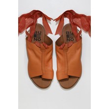 Bueno Shoes Taba Deri Kadın Düz Terlik