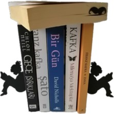 Risingmaber Dekoratif Kitap Okuyan Kız Figürlü Metal Kitap Tutucu 2'li Paket(Kitap Ayracı Hediyeli).
