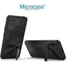 Microcase Xiaomi Poco C40 Matrix Serisi Armor Standlı Perfect Koruma Kılıf -Siyah