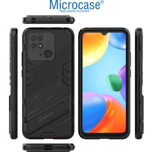 Microcase Xiaomi Poco C40 Matrix Serisi Armor Standlı Perfect Koruma Kılıf -Siyah