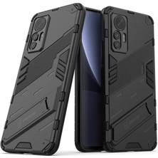 Microcase Xiaomi Mi 12 Lite Matrix Serisi Armor Standlı Perfect Koruma Kılıf -Siyah