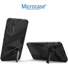 Microcase Xiaomi Mi 12 Lite Matrix Serisi Armor Standlı Perfect Koruma Kılıf -Siyah