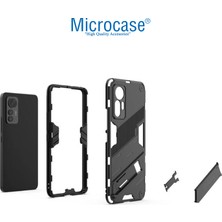 Microcase Xiaomi Mi 12 Lite Matrix Serisi Armor Standlı Perfect Koruma Kılıf -Siyah