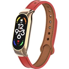 Nezih Case Xiaomi Mi Band 7 Uyumlu Dikişli Deri Tasarım Kordon