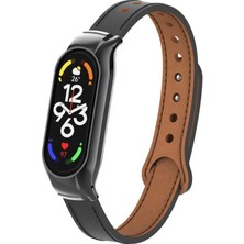 Nezih Case Xiaomi Mi Band 7 Uyumlu Dikişli Deri Tasarım Kordon