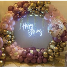 Trend Hediye Sepeti Krom Gold Yaban Çileği Makaron Pembe 50 Adet Balon ve 5 M Balon Zinciri