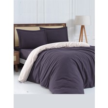 HerdaimModa Pamuklu Kolay Ütülenebilir Düz Renkli Çift Kişilik Nevresim Takımı Antrasit Krem