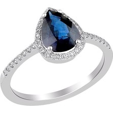 İryum 0.25 Karat Pırlantalı Damla Safir Yüzük PY1791-3