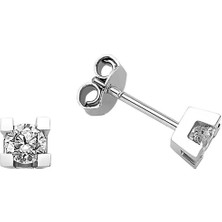 İryum 0.08 Karat H-I Vs Pırlanta Tektaş Küpe W2PE3311-4