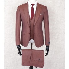 Jan Carlucci Slimfit Yelekli Drop 6 Takım-Bordo