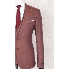 Jan Carlucci Slimfit Yelekli Drop 6 Takım-Bordo