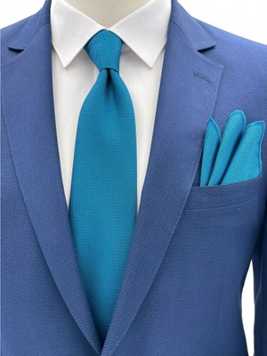 Brianze Turkuaz Kravat Mendil Set