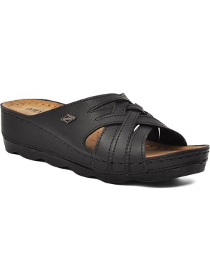 Aryan 37-449 Siyah Kadın Dolgu Topuk Terlik