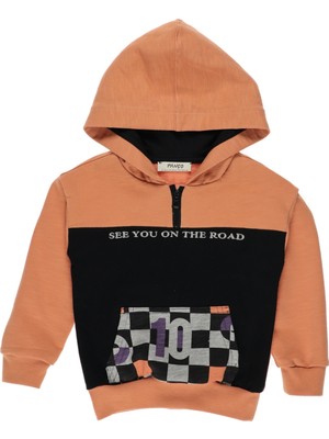 Panço Erkek Bebek Dama Desenli Kanguru Cep Sweatshirt