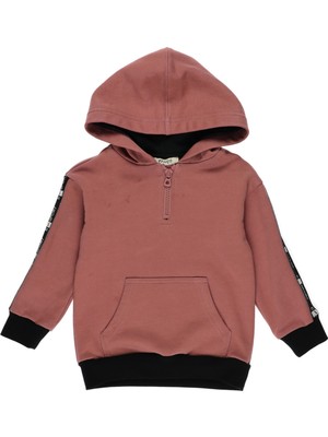 Panço Erkek Bebek Kapüşonlu Kolları Şerit Detaylı Sweatshirt