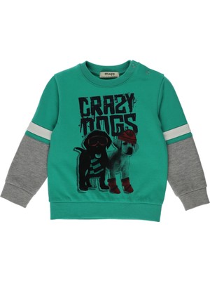 Panço Erkek Bebek Blok Renk Şeritli Baskı Detaylı Sweatshirt