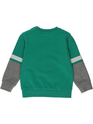 Panço Erkek Bebek Blok Renk Şeritli Baskı Detaylı Sweatshirt