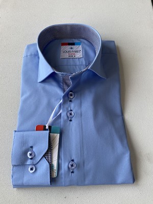 Düz Saks  Pöti Kareli Okul Çocuk Gömleği