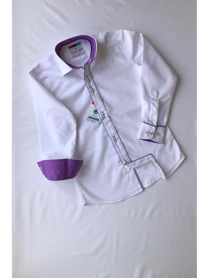 Louis Kids Uzun Kol Klasik Okul Gömleği Erkek Çocuk İçin Biyeli Beyaz Renk