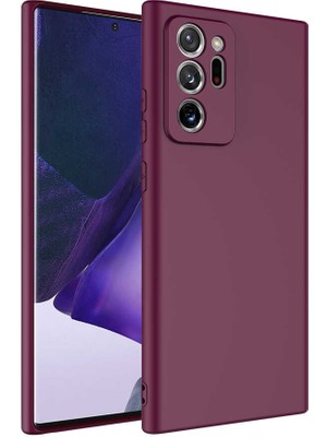 Caseart Samsung Galaxy Note 20 Ultra Kapak Kamera Korumalı Içi Kadife Lansman Silikon Kılıf - Mürdüm
