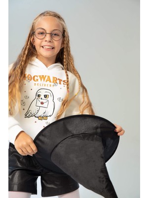 DeFacto Kız Çocuk Relax Fit Kalın Kumaş Harry Potter Lisanslı İçi Yumuşak Tüylü Sweatshirt Y5094A622AU