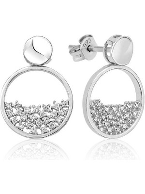 925 Gümüş Gümüş Rodyum Çiğ Damlası Bayan Küpe