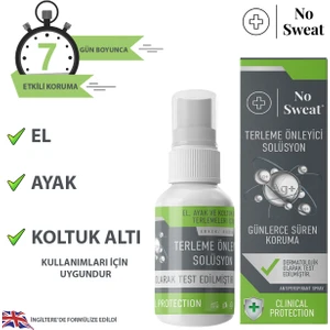 No Sweat Terleme Önleyici Antiperspirant Sprey İz Bırakmaz - Gün Boyu Kuruluk El Ayak ve Koltuk Altı 50 ml