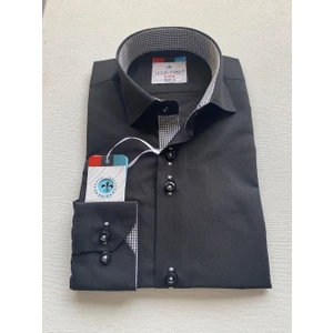 Düz Saks  Pöti Kareli Okul Çocuk Gömleği