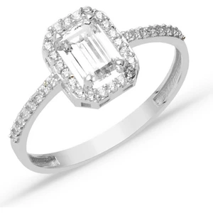 Baget Taşlı Beyaz Altın Yüzük