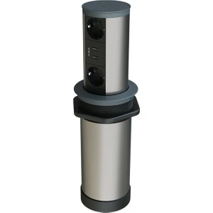 Metalline® tower-Line Bas-Aç Masaüstü Priz Kutusu USB - Antrasit
